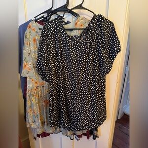 Torrid Black and White Professional Polka Dot Blouse